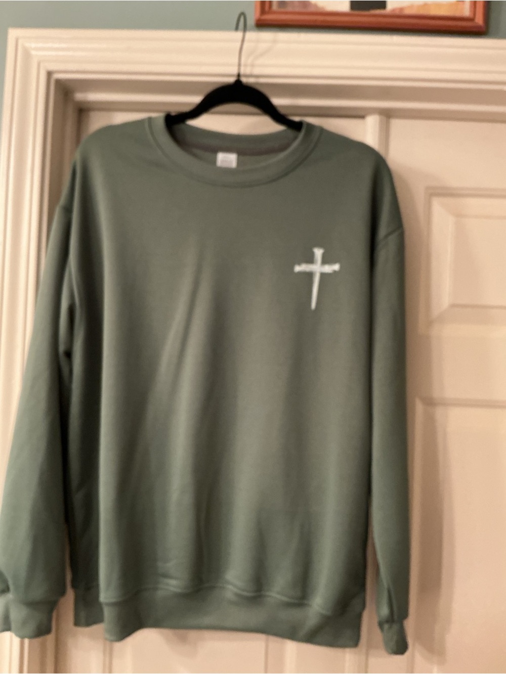 Green Crewneck Sweatshirt with Cross Logo